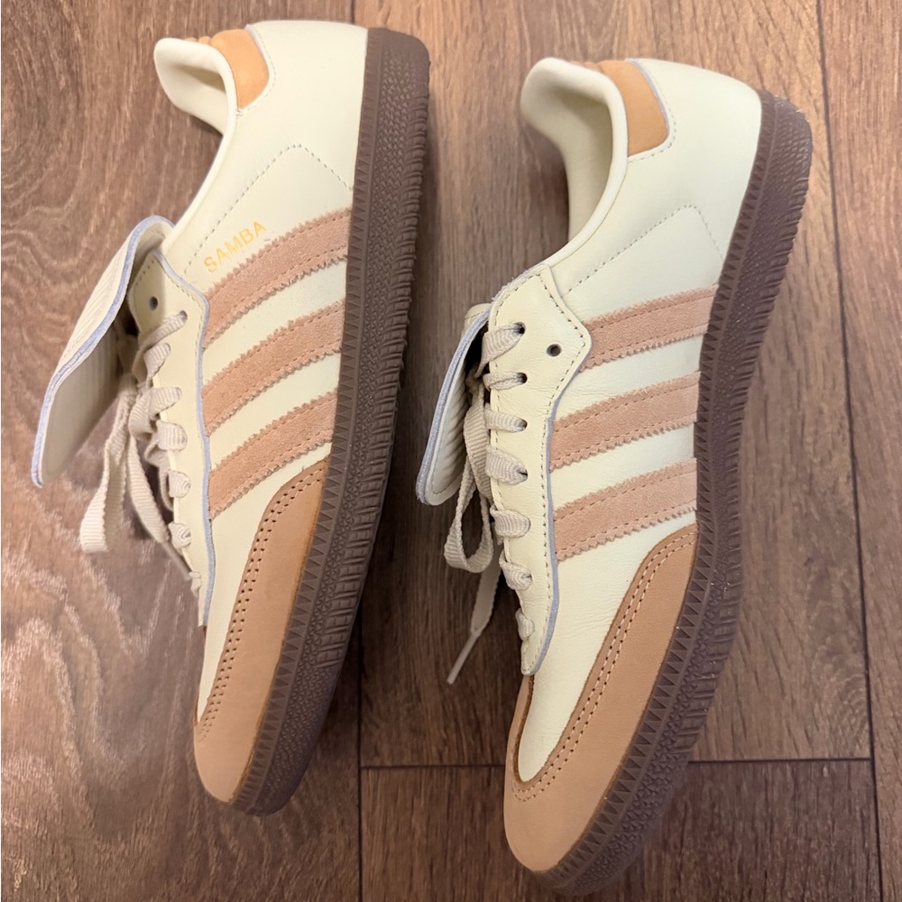adidas Samba Sneakers in Cream and Brown - Picture 8 of 11